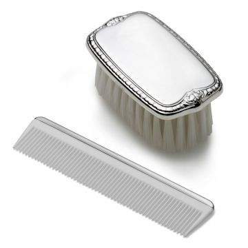 Empire Silver Boys Shield Brush & Comb Set in Pewter image