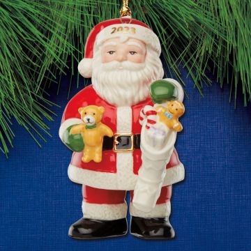 2023 Lenox Santa With Stocking Porcelain Ornament image