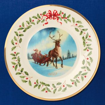 2023 Lenox Holiday Collectors Santa & Sleigh Porcelain Plate image