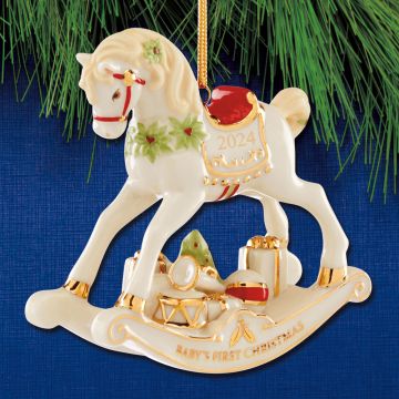 2024 Lenox Baby's 1st Christmas Rocking Horse Porcelain Ornament image