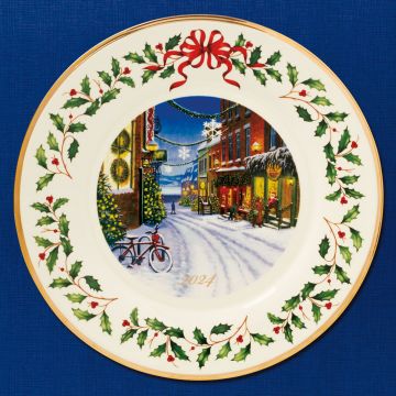 2024 Lenox Holiday Collectors Christmas Village Porcelain Plate image