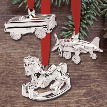 Reed & Barton Vintage Christmas Toy Silverplate Ornament Set image