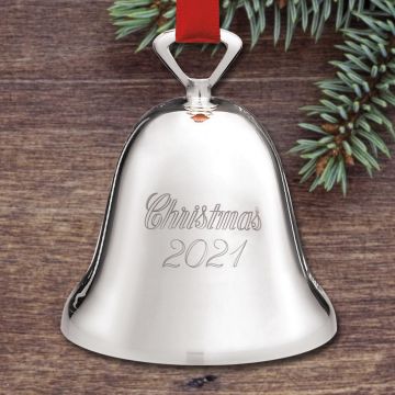 2021 Reed & Barton Silverplate Dated Christmas Bell 329/3 Ornament image