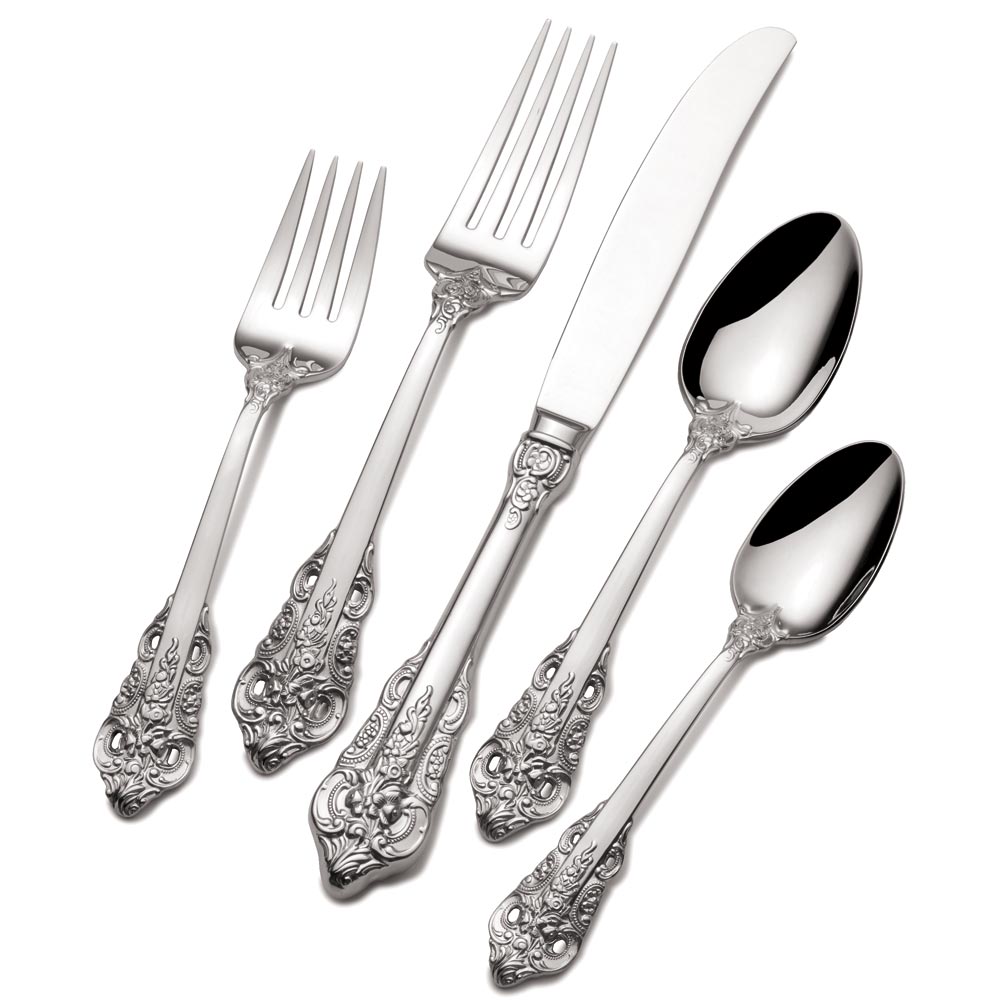 Wallace Royal Baroque 20 Piece Stainless Steel Flatware Set Sterling
