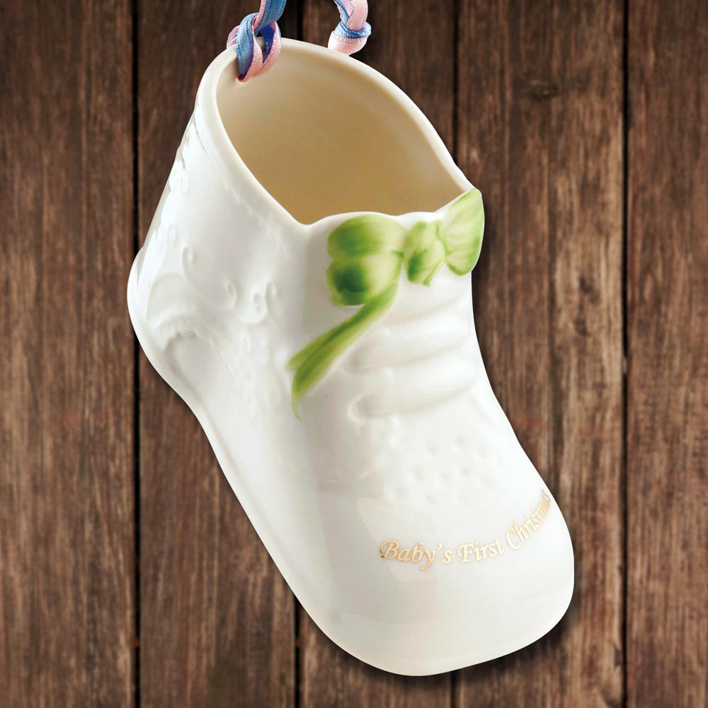 2018 belleek baby 39 s first christmas ornament sterling engravable sterling silver christmas ornaments