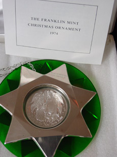 1974 Franklin Mint Annual Ornament Sterling & Lucite image