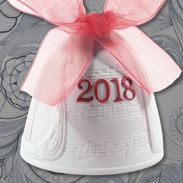 2018 Lladro Annual Re-Deco Red Bell Porcelain Ornament image