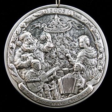 2005 Sculpture Workshop Wish You a Merry Christmas Sterling Ornament image