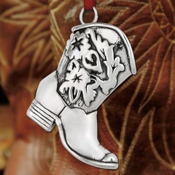 Vilmain Dusty Rose Cowboy Boot Sterling Ornament image