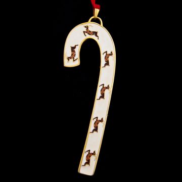 1999 Wallace Candy Cane Goldplate & Enamel Ornament image