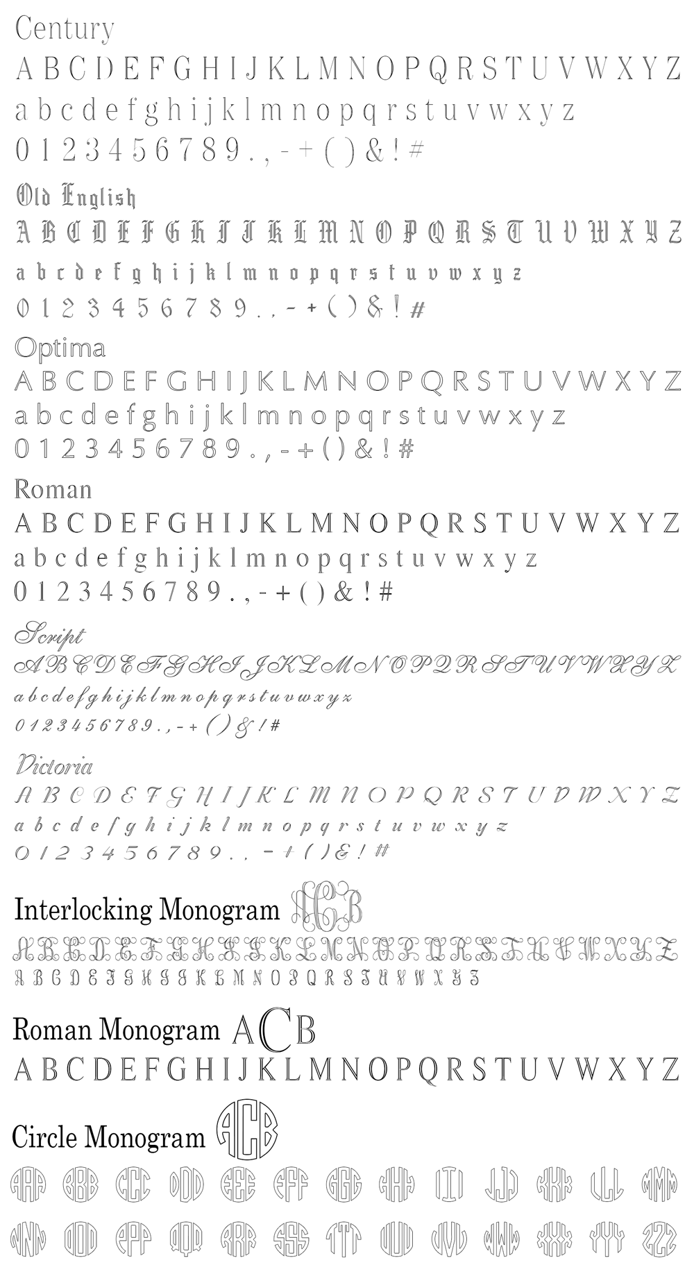 Engraving Fonts