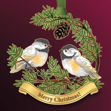 Beacon Design Merry Christmas Chickadees Ornament image