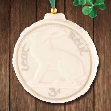 Belleek Old Irish Coin Porcelain Ornament image