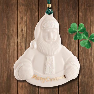 Belleek Santa Claus Merry Christmas Ornament
