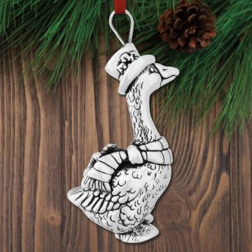 Cazenovia Christmas Goose Sterling Ornament image