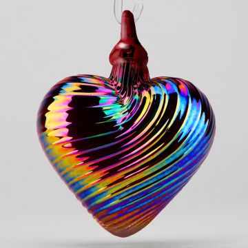 Glass Eye January Red Garnet Heart Ornament image