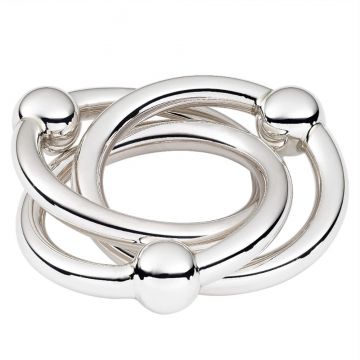 JT Inman Triple Ring Sterling Baby Rattle image