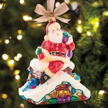 Jay Strongwater Santa on a Roof Top Ornament