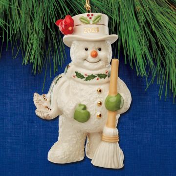 2023 Lenox Snowman with Broom Porcelain Ornament