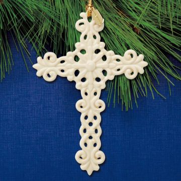 2023 Lenox Snow Fantasies Cross Porcelain Ornament
