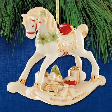 2023 Lenox Baby's 1st Christmas Rocking Horse Porcelain Ornament