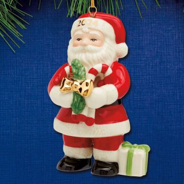 2024 Lenox Santa With Candy Cane Porcelain Ornament