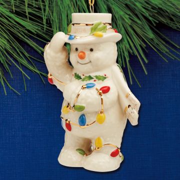 2024 Lenox Snowman with Lights Porcelain Ornament image