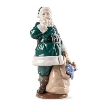 Lladro Santa is Here Sculpture Green Figurine