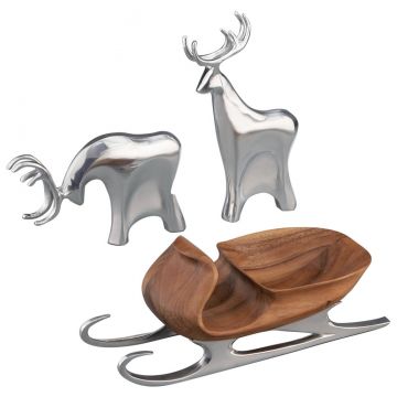 Nambe Sleigh with Reindeer Figurine Set image