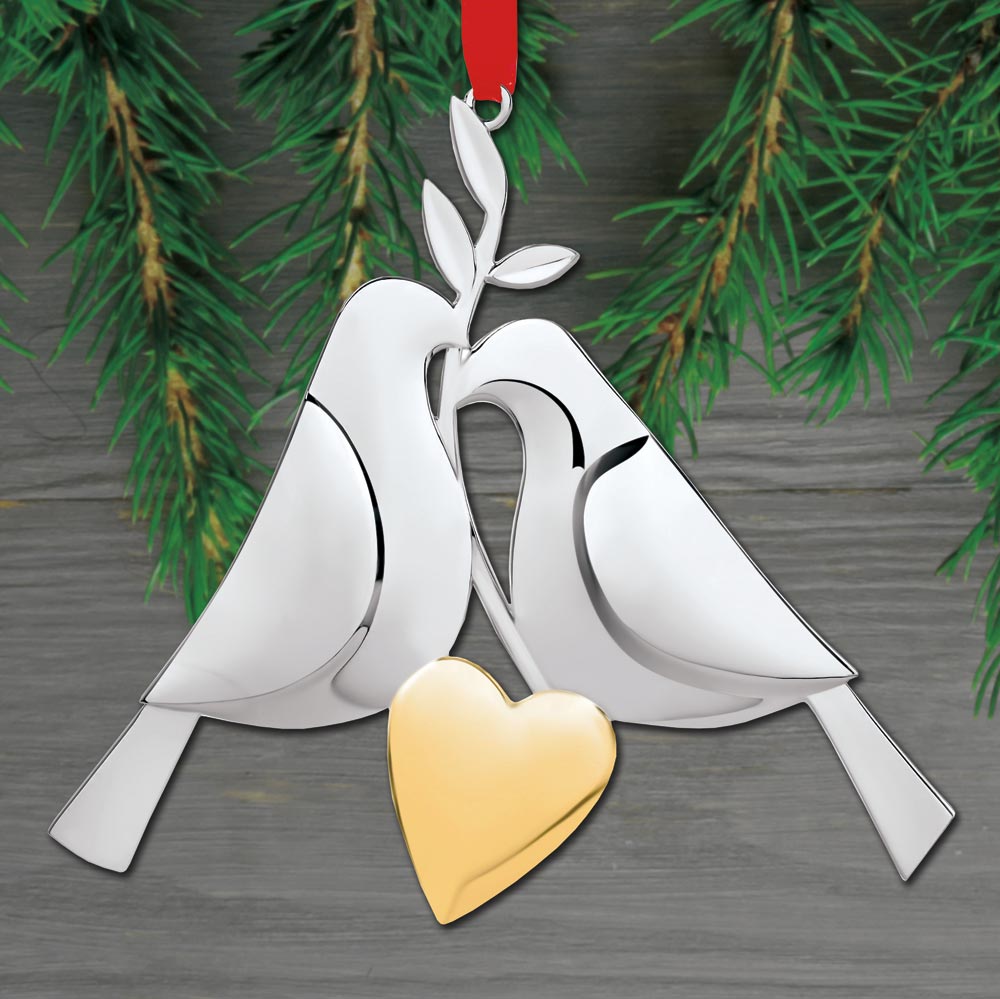 Sterling Collectables 2021 Nambe Two Turtle Doves 12 Day Silverplate