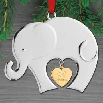 2026 Nambe Baby's First Christmas Silverplate & Goldplate Ornament image