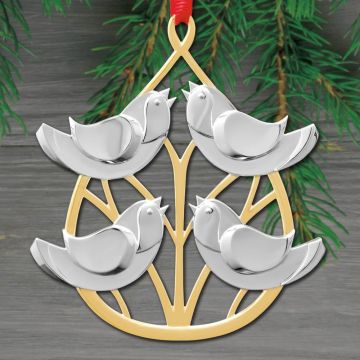 Nambe Four Calling Birds 12 Day Silverplate & Goldplate Ornament