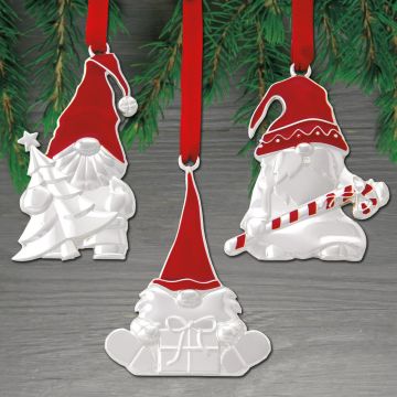 2023 Nambe Gnome Mini Silverplate & Goldplate Ornament Set