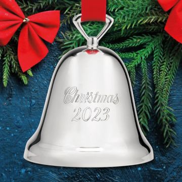 2023 Reed & Barton Silverplate Dated Christmas Bell 329/3 Ornament image