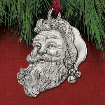 Seagull Pewter Smiling Santa Ornament