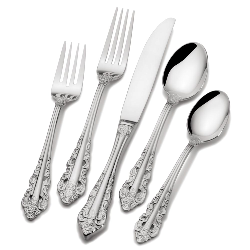 Wallace Antique Baroque 65 Piece Stainless Steel Flatware Set