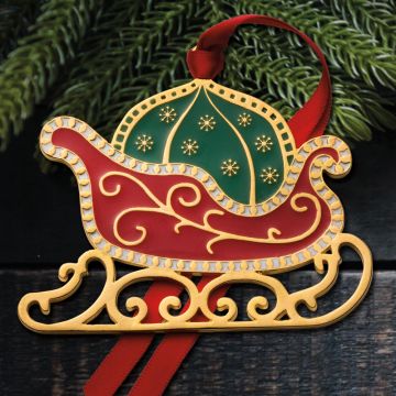 2021 Wallace Sleigh 12th Edition Goldplate & Enamel Ornament image