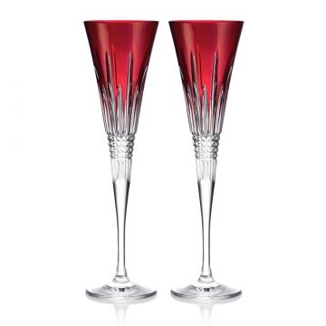2024 Waterford New Year Celebration Red Crystal Flute Pair