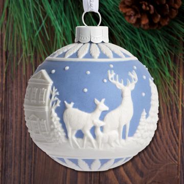 2023 Wedgwood Christmas Deer Porcelain Ball Ornament