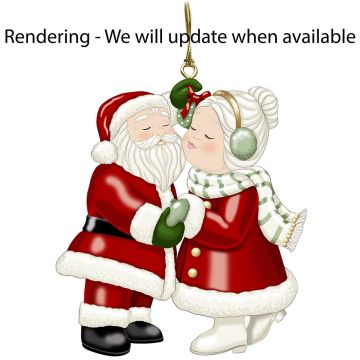 2026 Santa & Mrs. Clause Under the Mistletoe Porcelain Ornament image