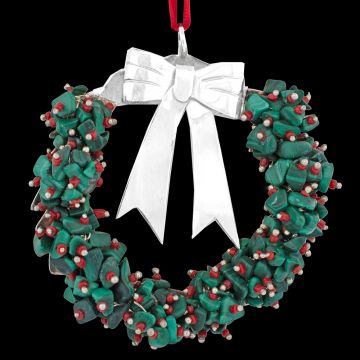 Emilia Castillo Wreath Malachite and Coral Sterling Ornament image