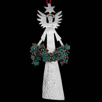 Emilia Castillo Angel Malachite and Coral Stones Sterling Ornament image