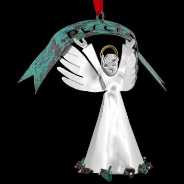 Emilia Castillo Angel with Peace Banner Sterling Ornament image