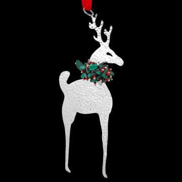 Emilia Castillo Reindeer Malachite and Coral Sterling Ornament image