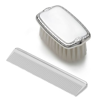 Empire Silver Plain Brush & Comb Set Sterling image
