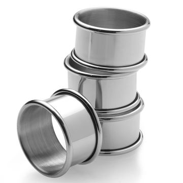 Empire Silver Plain Napkin Rings Set Pewter image