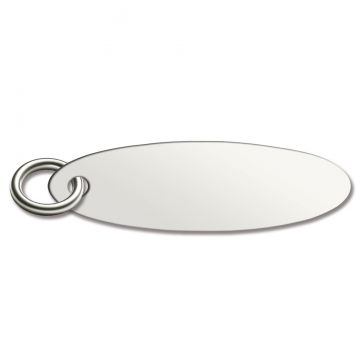 Large Oval Engravable Rhodium Plated Tag image