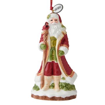 2025 Fitz and Floyd Holiday Poinsettia Santa Porcelain Bell Ornament image