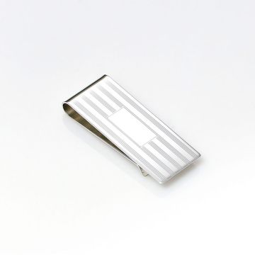JT Inman Sterling Engine Turn Rectangular Signet Money Clip image