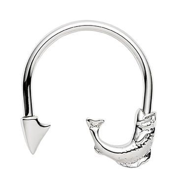 JT Inman Fish and Hook Screwball Sterling Keyring